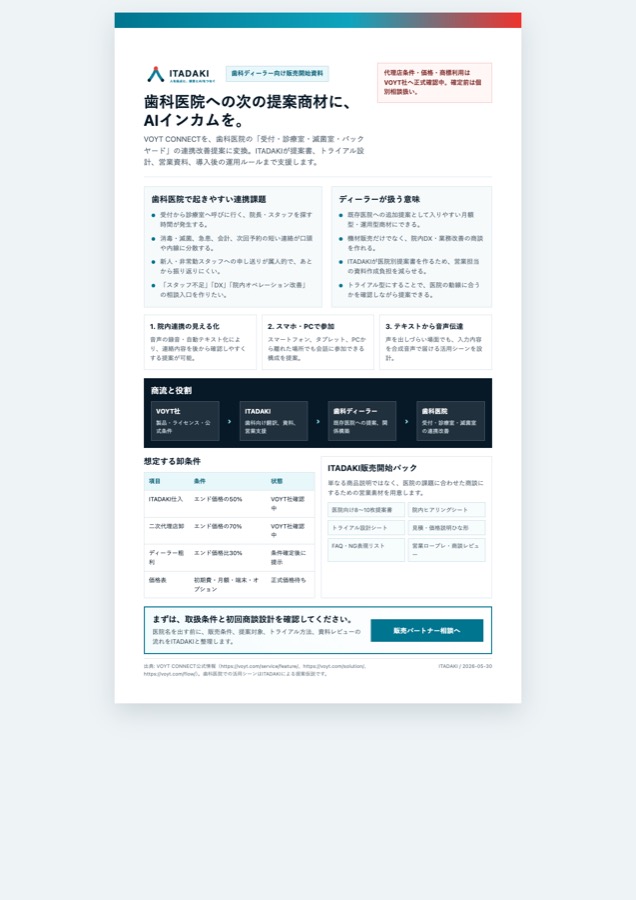 歯科ディーラー向け1枚資料