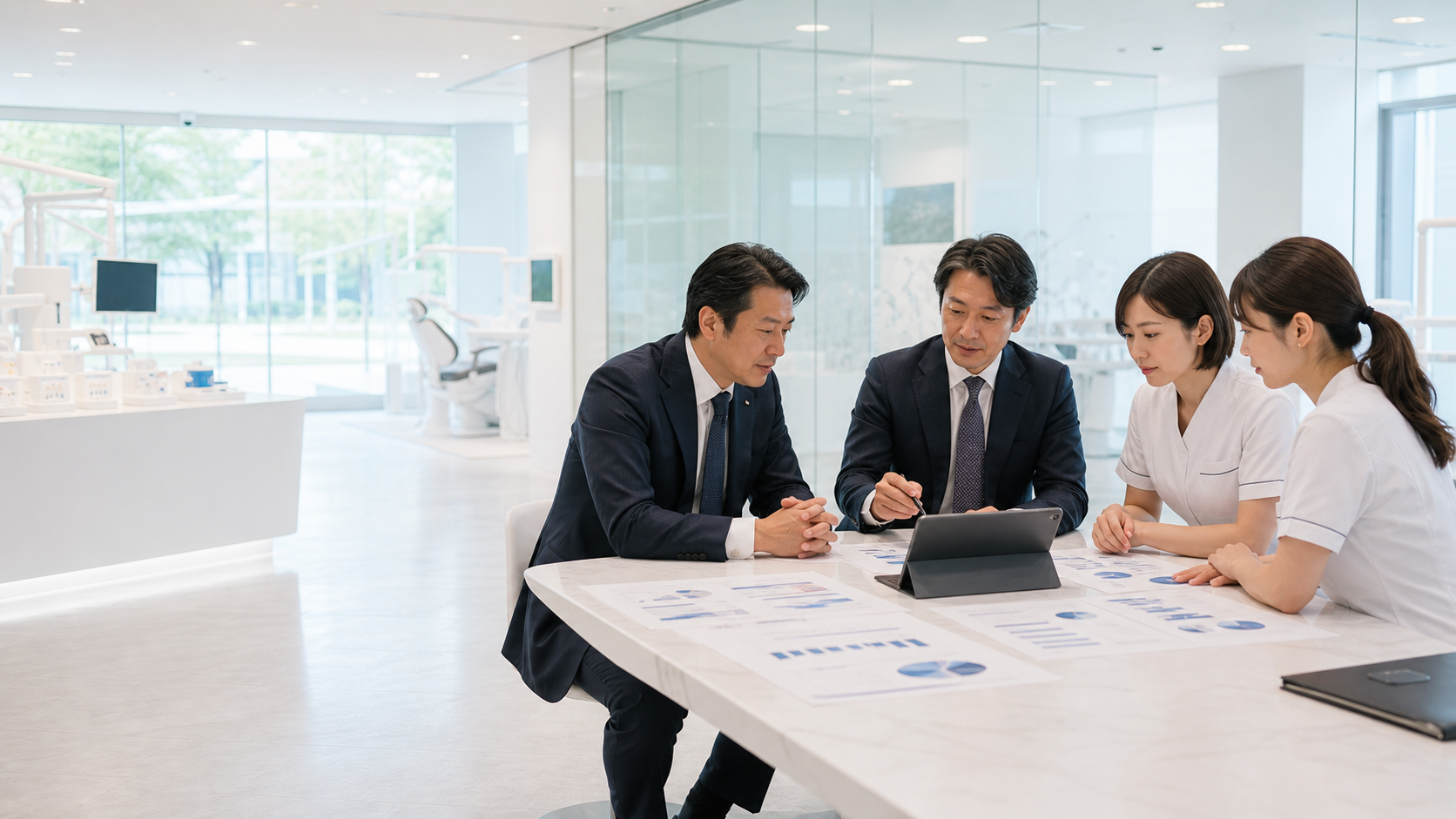 商社のシステム更新方針を検討する会議